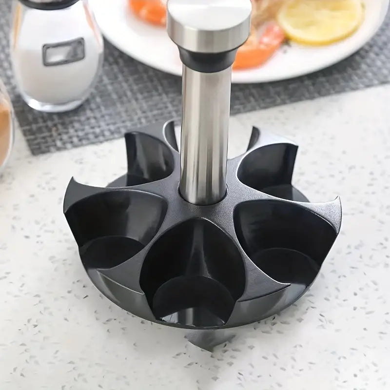 Rotating Spice Rack Set with 6 Glass Jars and Base
