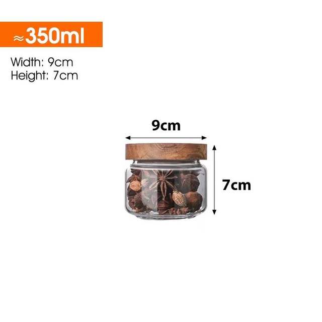 Glass Storage Jars with Wooden Lids for Food and Candy