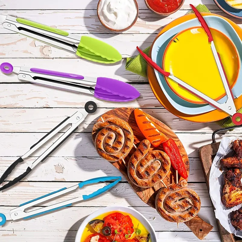 7″ Silicone Tip Kitchen Tongs