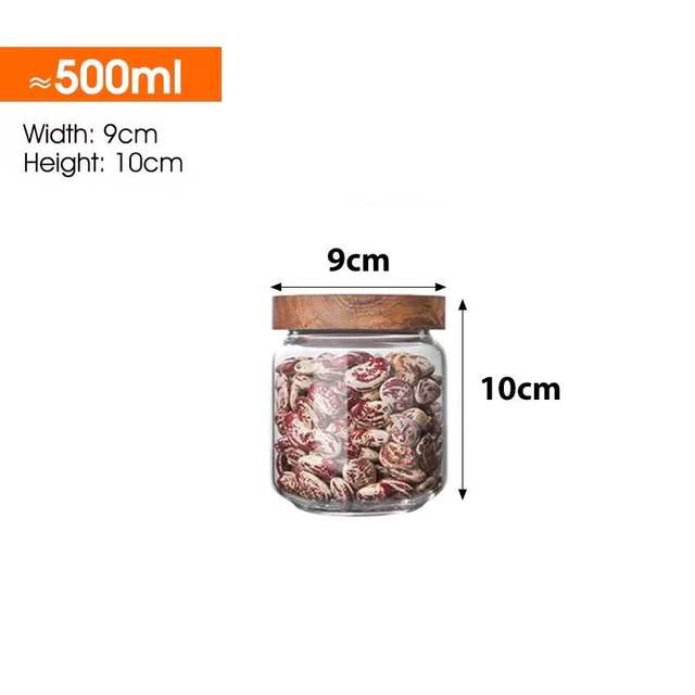 Glass Storage Jars with Wooden Lids for Food and Candy