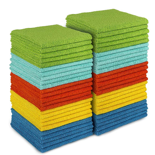 AIDEA Microfiber Cleaning Cloths 50PK Microfiber Towels for Cars All Purpose Cleaning Rags Microfiber Rags for House Dusting Cloth for Kitchen Car Window 12"×12"