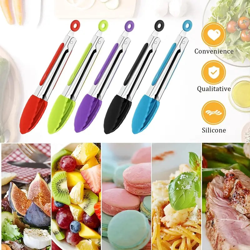 7″ Silicone Tip Kitchen Tongs