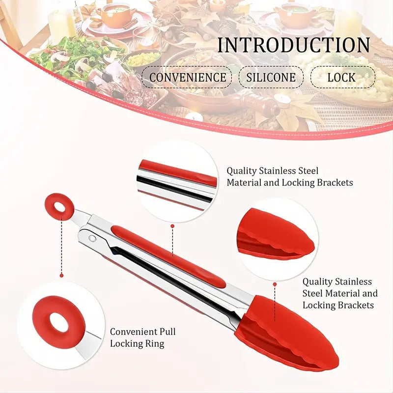 7″ Silicone Tip Kitchen Tongs