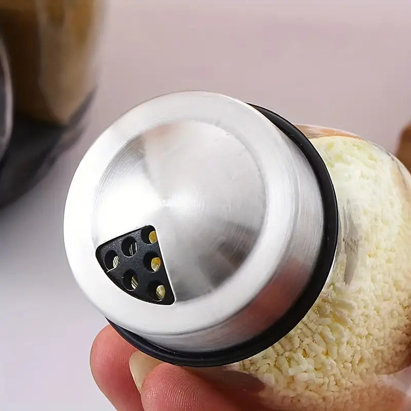 Rotating Spice Rack Set with 6 Glass Jars and Base