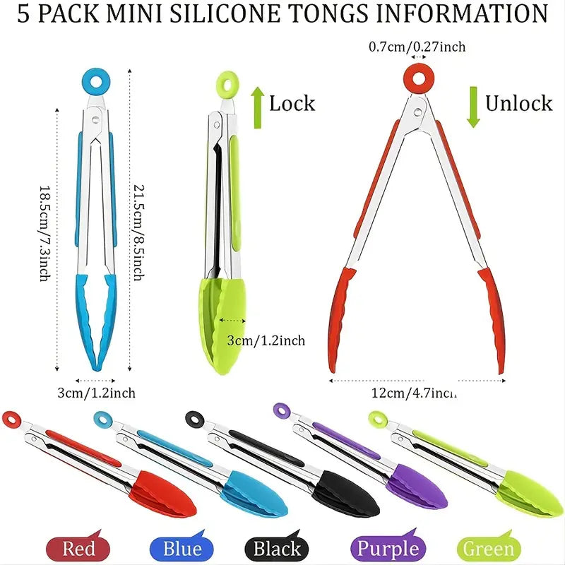 7″ Silicone Tip Kitchen Tongs