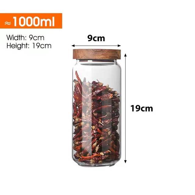 Glass Storage Jars with Wooden Lids for Food and Candy